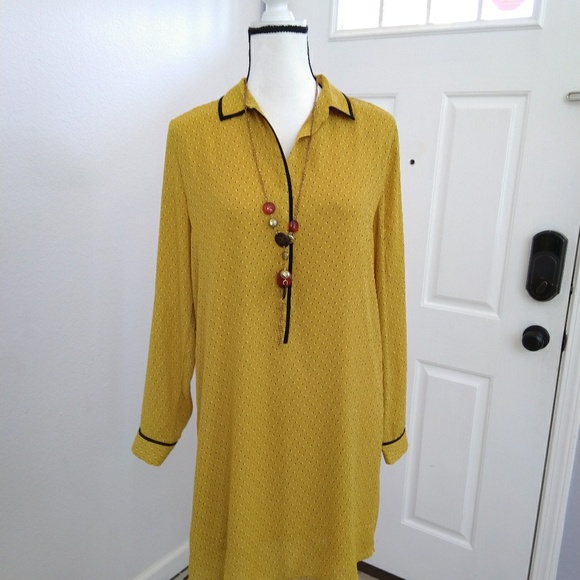 Ann Taylor LOFT mustard dress size medium - Picture 3 of 8